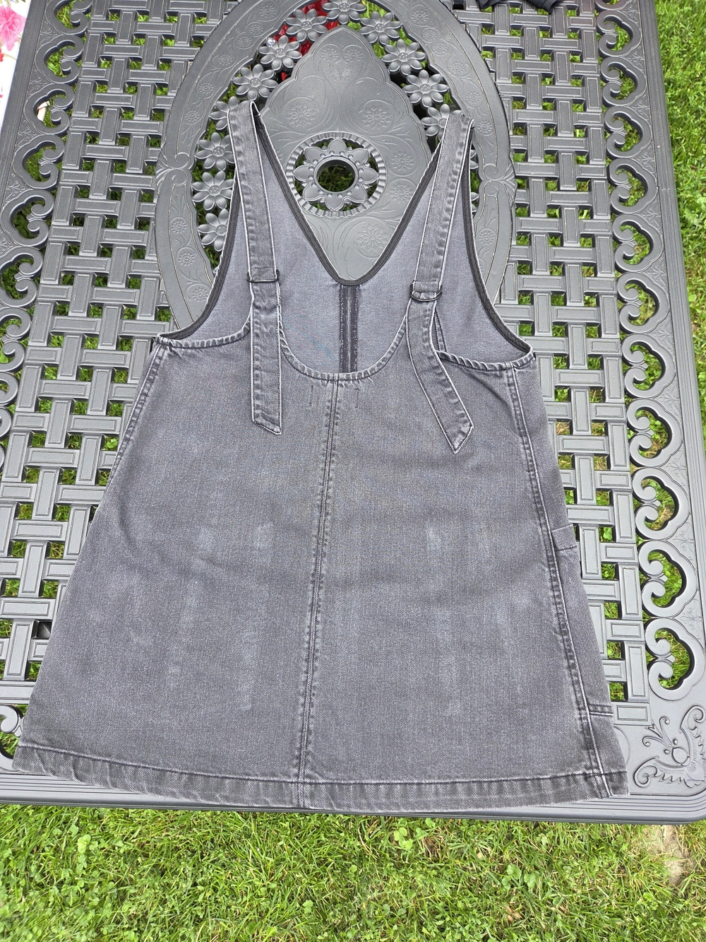 We The Free Washed Black Denim Mini Overall Dress - Picture 4 of 13
